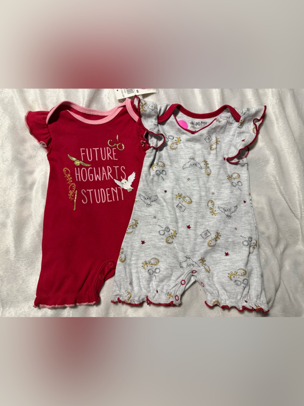 Future Hogwarts Student Red & Gray Baby One-Piece Bodysuit Set